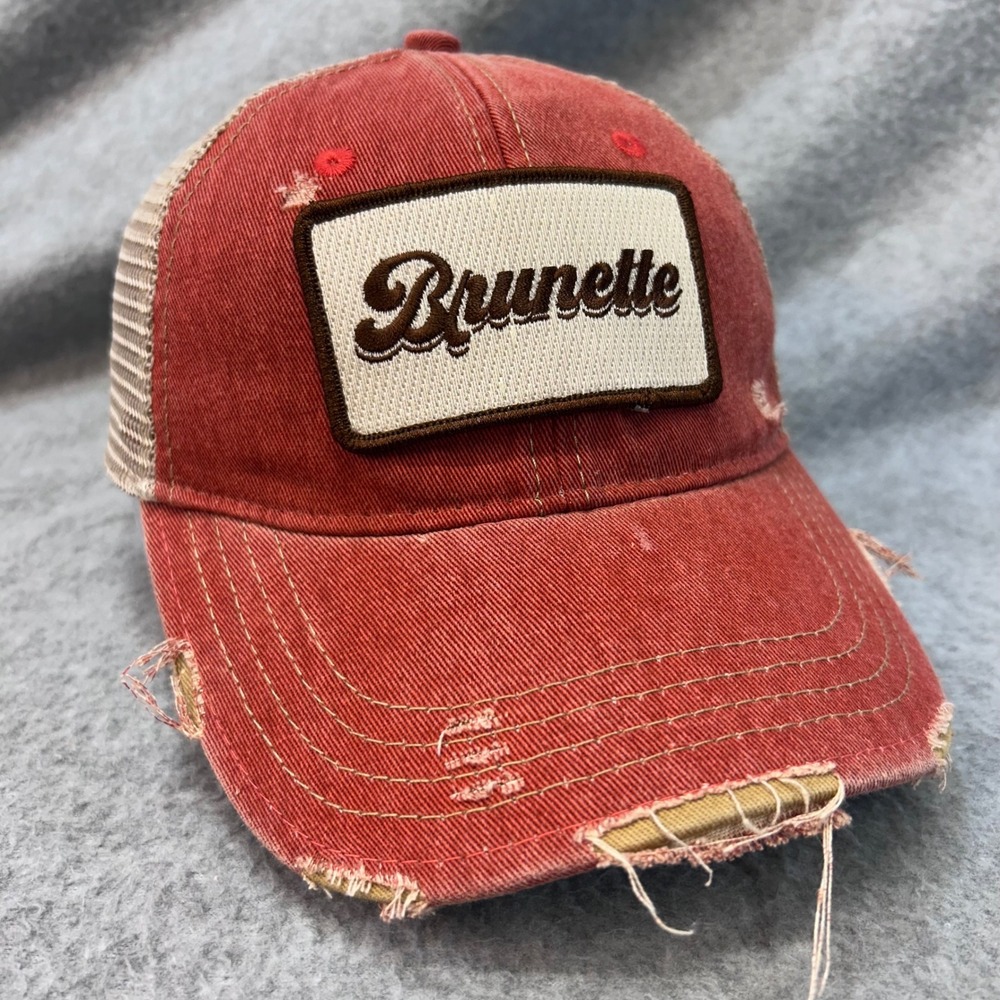 Judith March Brunette Patch Women Trucker Hat Distressed Snapback OSFM